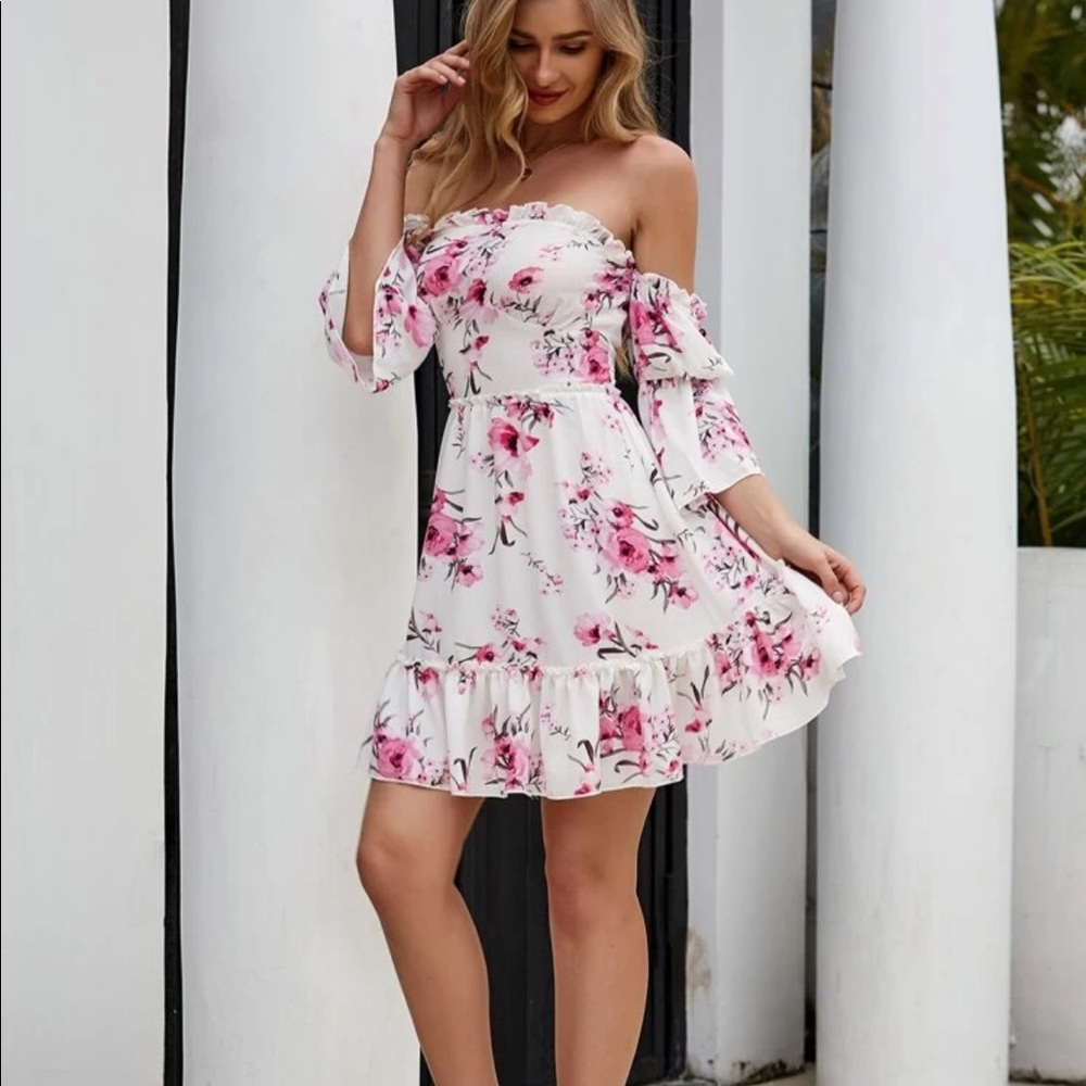 Bell Sleeve Off the Shoulder Dress